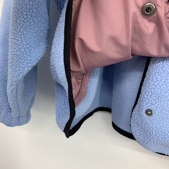 American Eagle Jacket Blue Sherpa Button Snap Mock Neck Zip Pocket - Picture 9 of 14